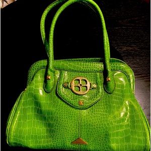 IMAN green faux croc purse